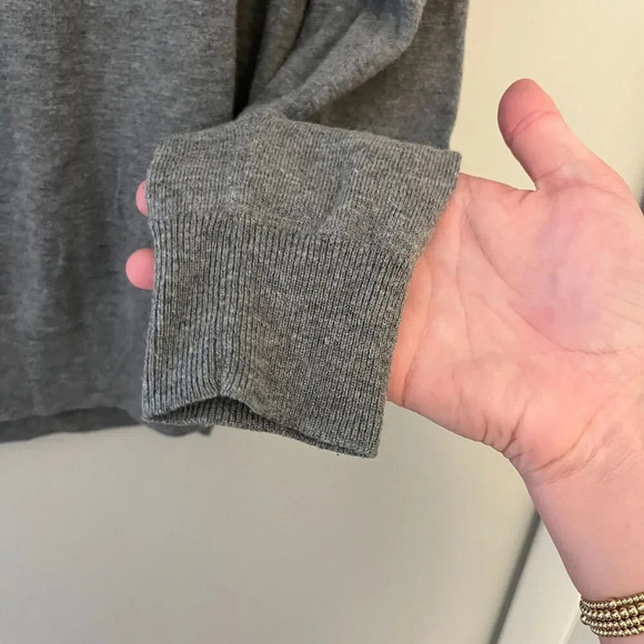 Thomas Parker NY Gray Patch Brown Wool Sweater M 1/4 Zip Long Sleeve Preppy - Picture 6 of 8